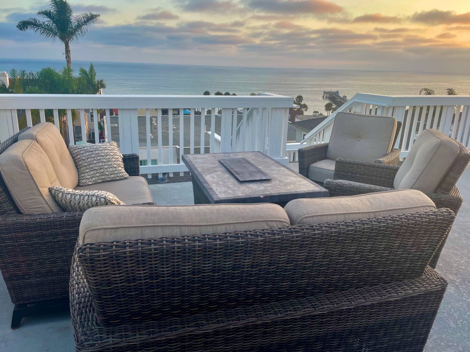San Clemente's Jewel (Unit D): rooftop lounge fire table